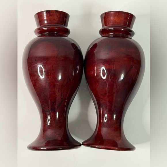 Vintage Heavy Italian Red  Marble Candleholders - Picture 3 of 9